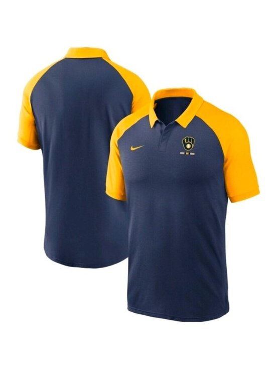 Nike Other - Nike MLB Milwaukee Brewers Blue and Yellow Golf Polo Men Large NWT 072026